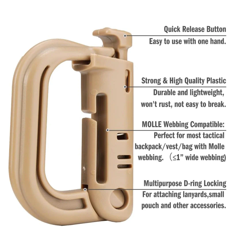 5Pcs Plastic D-Ring Tactical C - D Ring Strap recension och pris